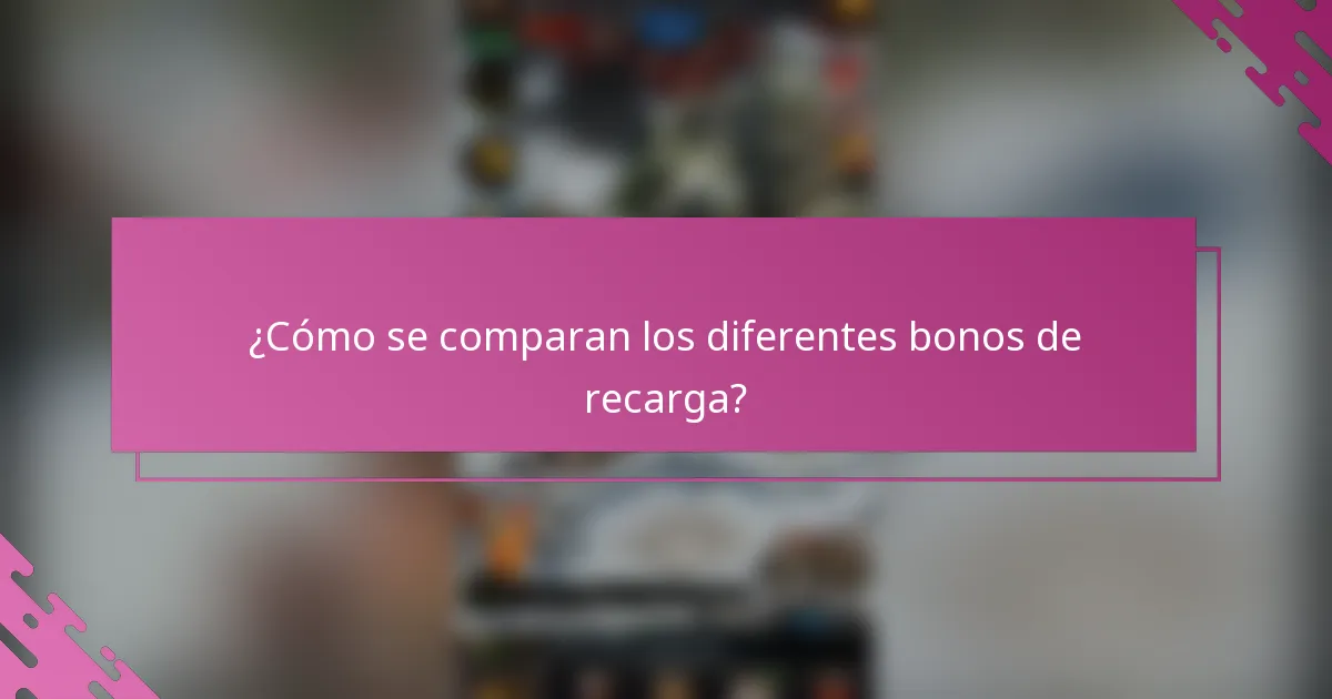 ¿Cómo se comparan los diferentes bonos de recarga?
