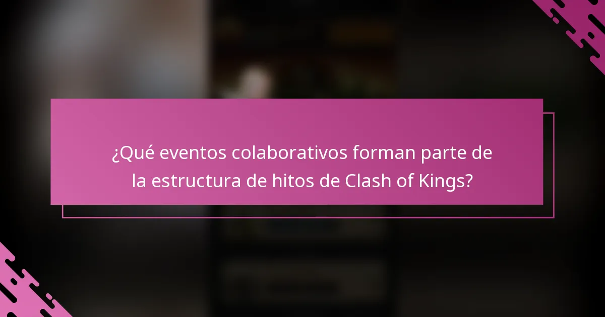 ¿Qué eventos colaborativos forman parte de la estructura de hitos de Clash of Kings?